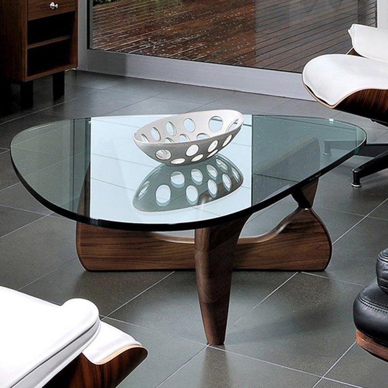 Triangle Glass Coffee Table Modern Minimalist Coffee Table for Living Room