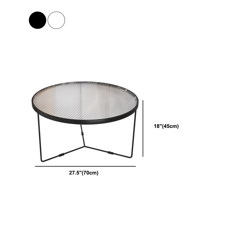 Modern Style Round Toughened Glass Table with Metal Cross Legs Coffee Table