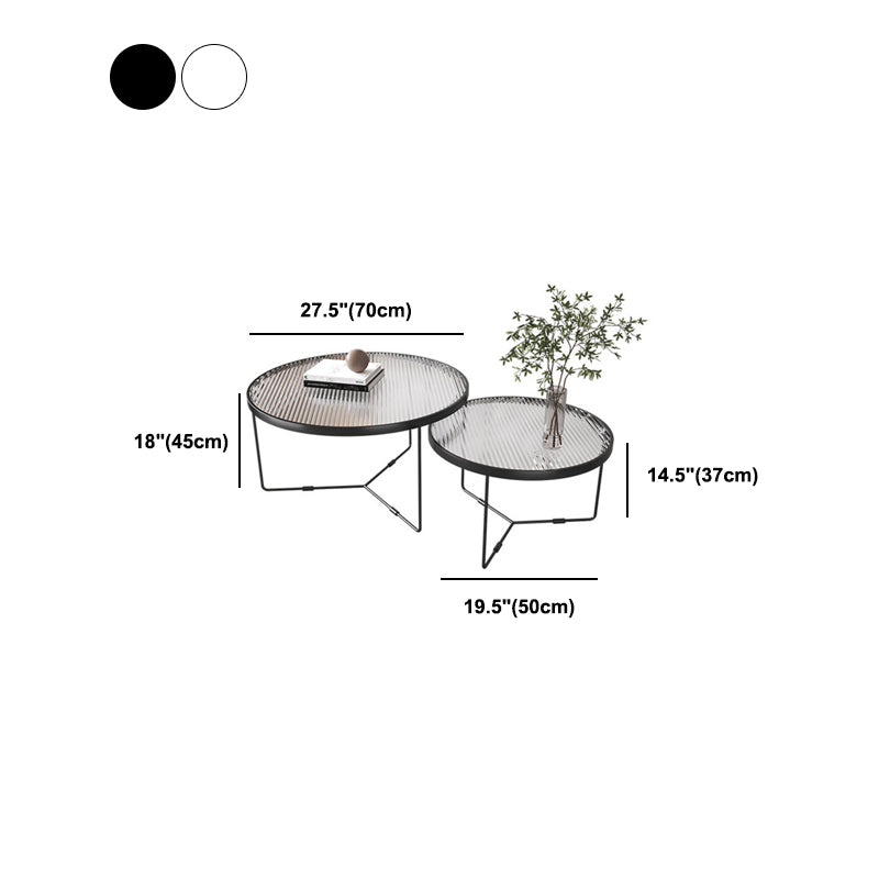 Modern Style Round Toughened Glass Table with Metal Cross Legs Coffee Table
