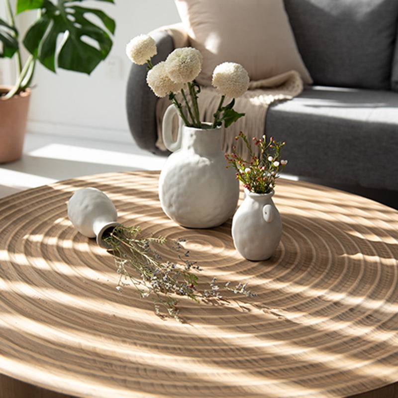 Scandinavian Round Solid Wood Coffee Table Metal 3 Legs/4 Legs Cocktail Table