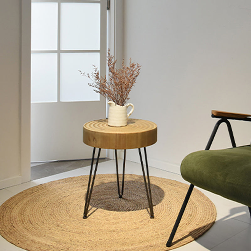 Scandinavian Round Solid Wood Coffee Table Metal 3 Legs/4 Legs Cocktail Table