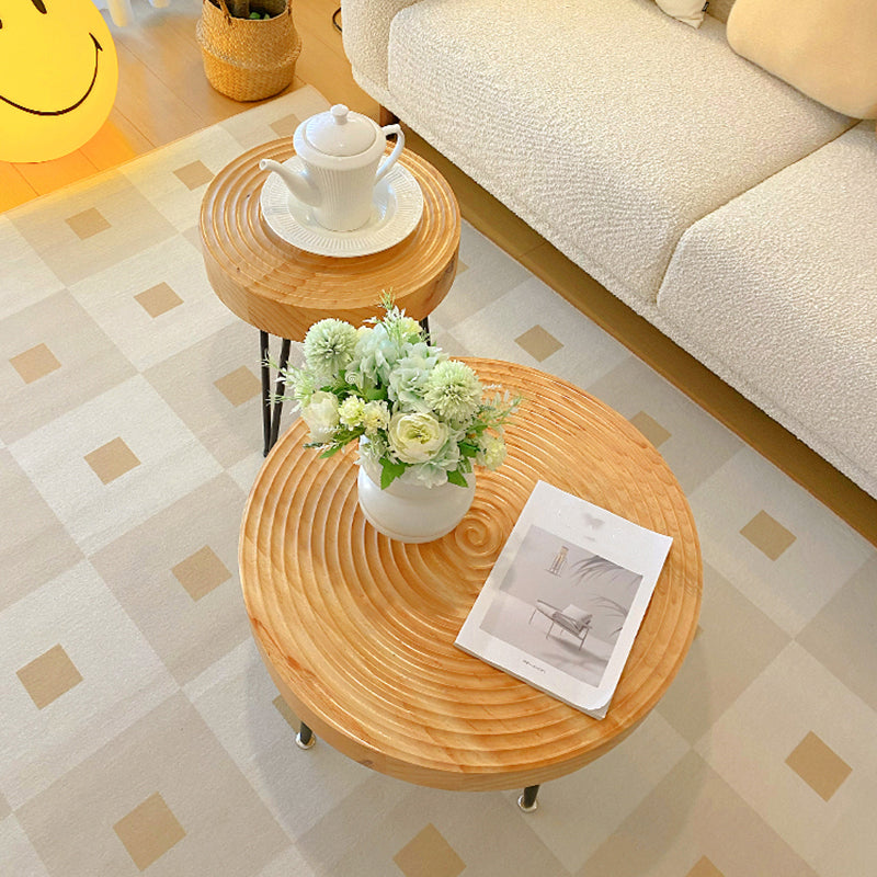 Scandinavian Round Solid Wood Coffee Table Metal 3 Legs/4 Legs Cocktail Table