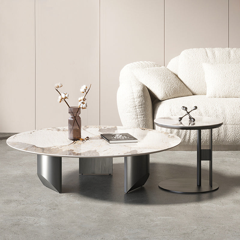Slate Round Coffee Table Minimalist Coffee Table for Living Room