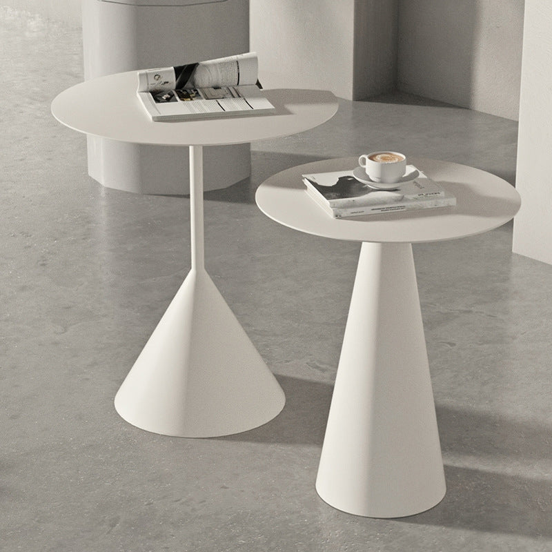 Mid-century Modern Style Round Metal Table with Pedestal Base Coffee Table