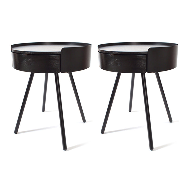 21.2" Tall Scandinavian Round Wooden Top Side Table Metal 4 Legs End Table
