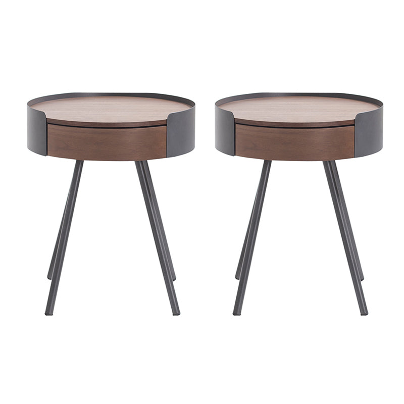 21.2" Tall Scandinavian Round Wooden Top Side Table Metal 4 Legs End Table