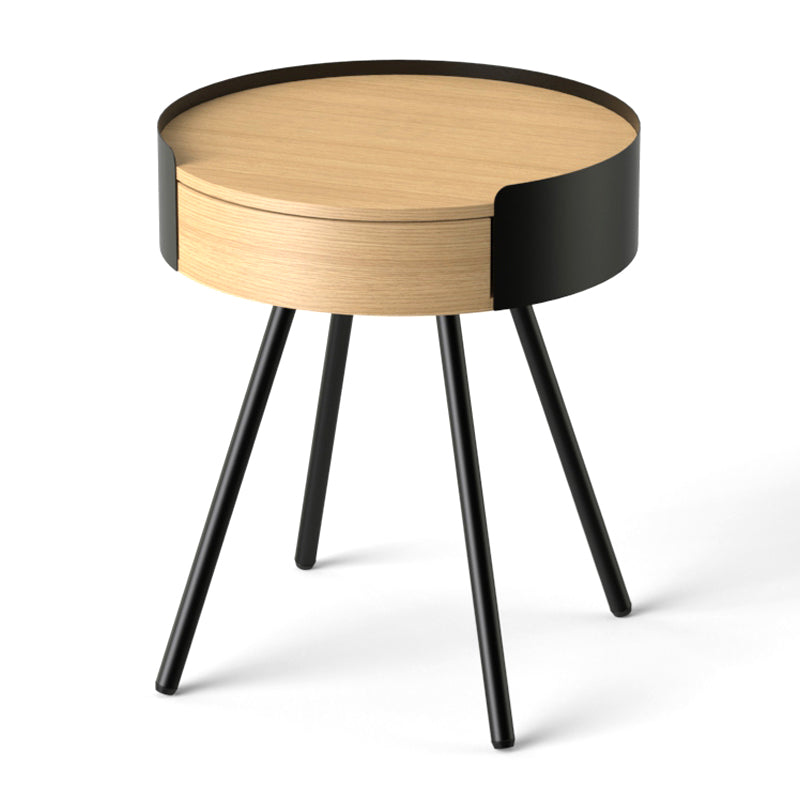 21.2" Tall Scandinavian Round Wooden Top Side Table Metal 4 Legs End Table