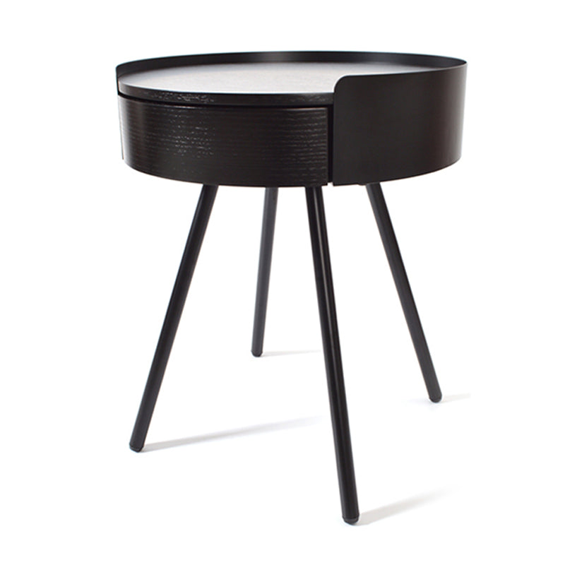 21.2" Tall Scandinavian Round Wooden Top Side Table Metal 4 Legs End Table