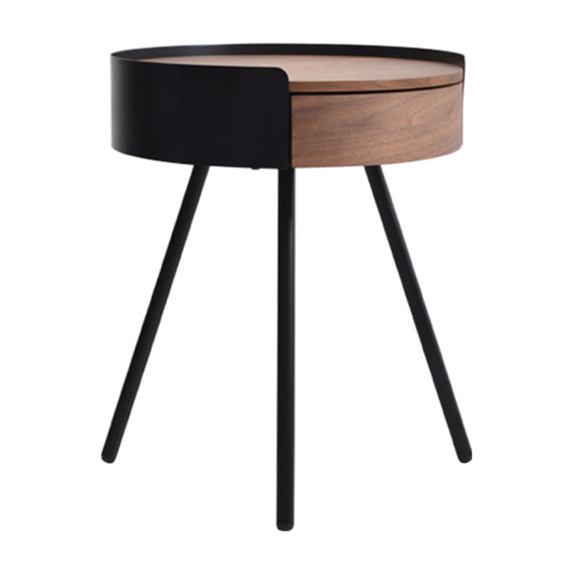 21.2" Tall Scandinavian Round Wooden Top Side Table Metal 4 Legs End Table