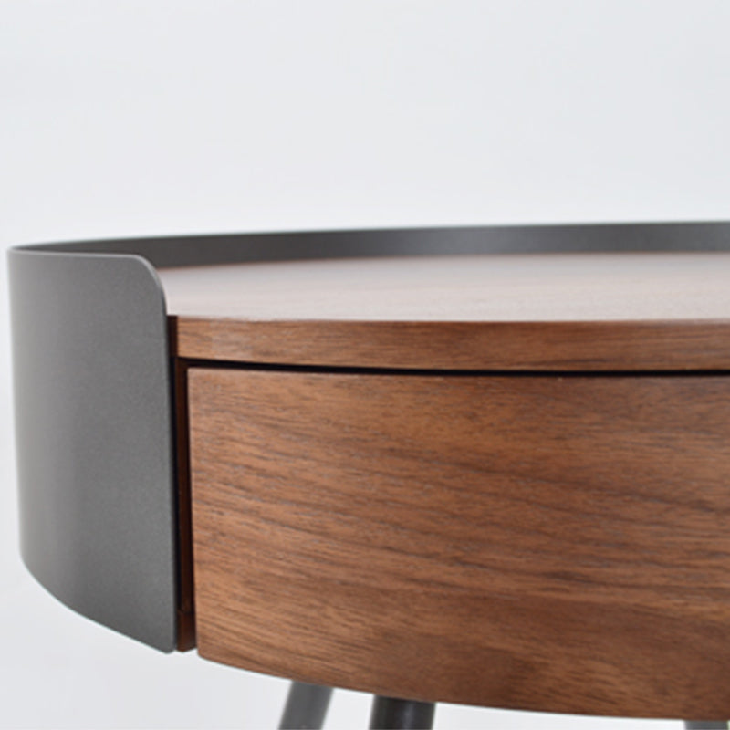 21.2" Tall Scandinavian Round Wooden Top Side Table Metal 4 Legs End Table