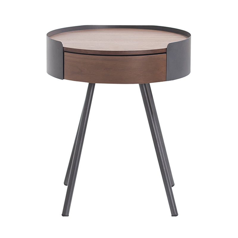 21.2" Tall Scandinavian Round Wooden Top Side Table Metal 4 Legs End Table