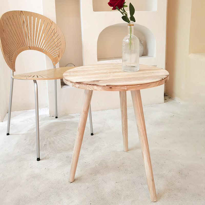 French Country 3 Legs Sofa Side Accent Table Solid Wood Round End Table