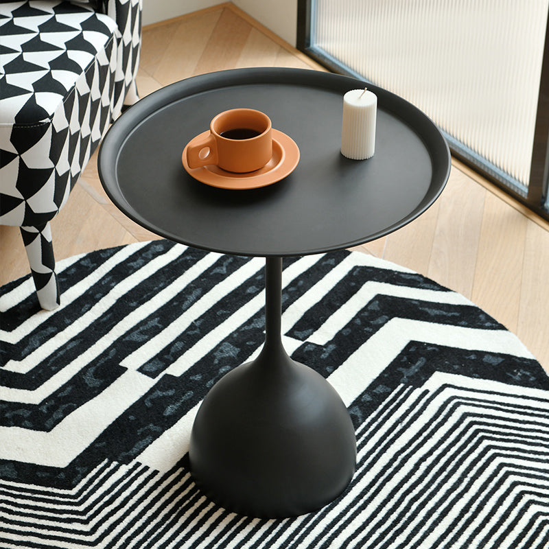 Mid-Century Metal Round Tray Top Side Table Pedestal End Table