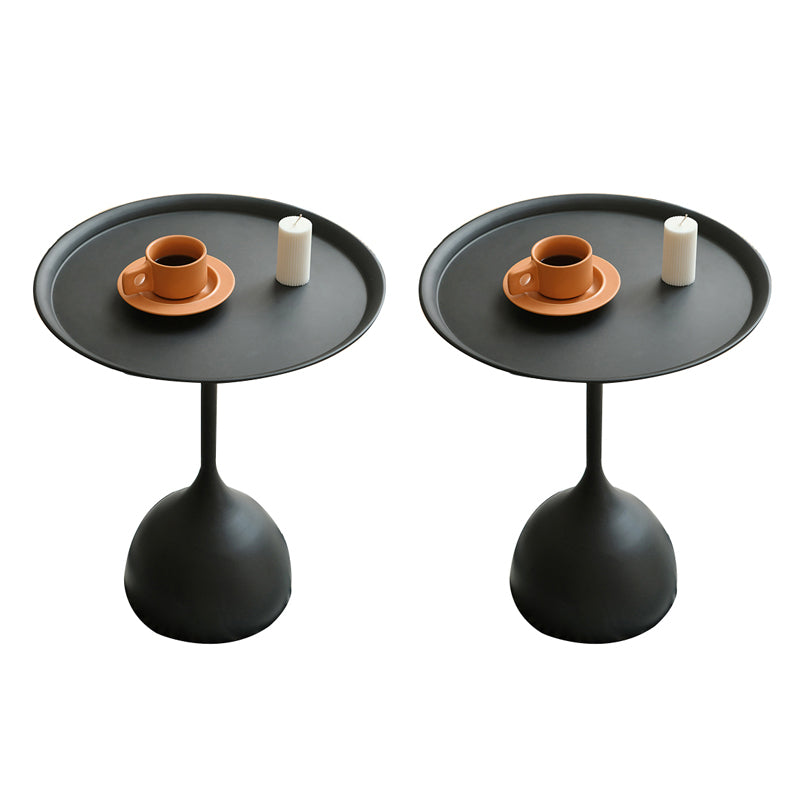 Mid-Century Metal Round Tray Top Side Table Pedestal End Table