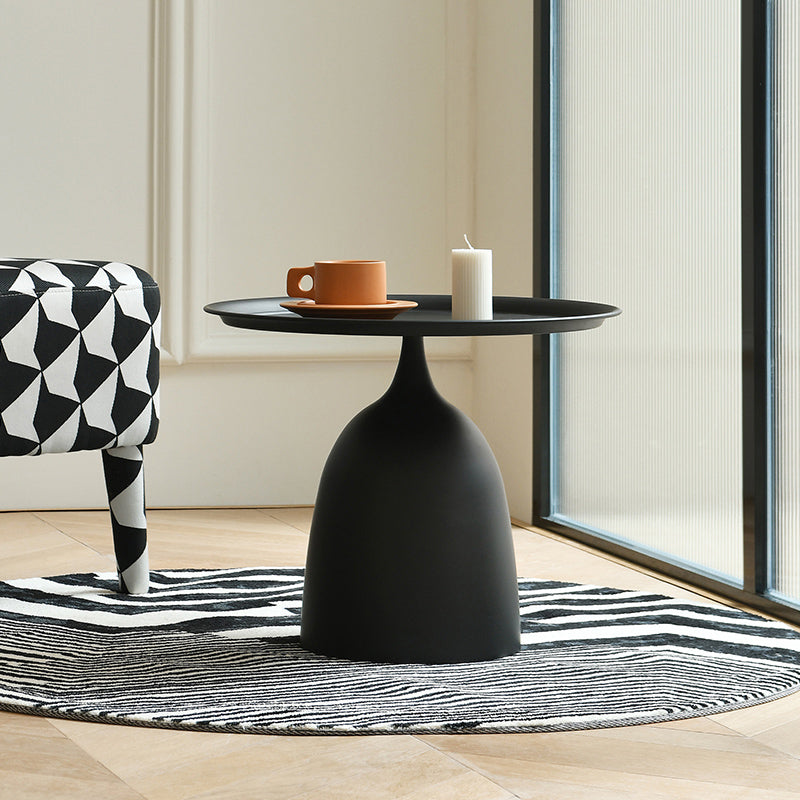 Mid-Century Metal Round Tray Top Side Table Pedestal End Table