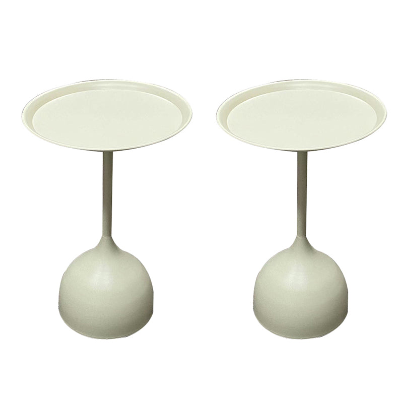 Mid-Century Metal Round Tray Top Side Table Pedestal End Table
