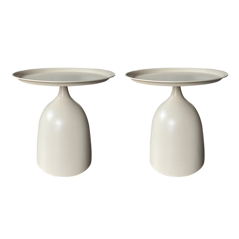 Mid-Century Metal Round Tray Top Side Table Pedestal End Table