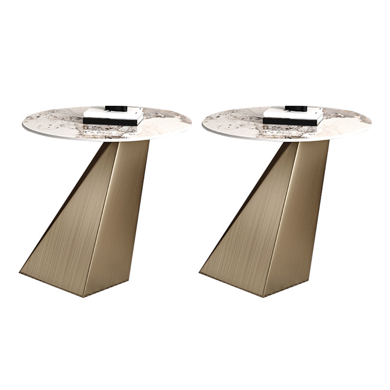 20.5" Tall Modern Slate Top Side Table Steel Pedestal End Table
