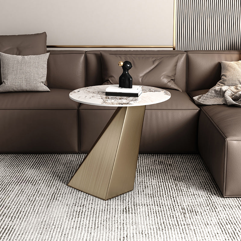 20.5" Tall Modern Slate Top Side Table Steel Pedestal End Table