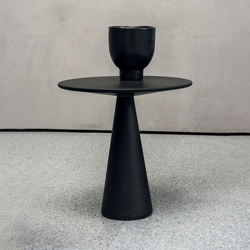 Mid-Century Metal Round Top Side Table 19.6-inch Pedestal End Table