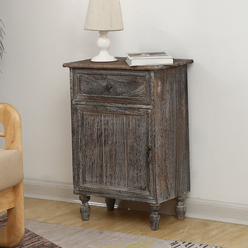 Industrial Turned Legs Accent Cabinet with Door and Drawers Storage Cabinet