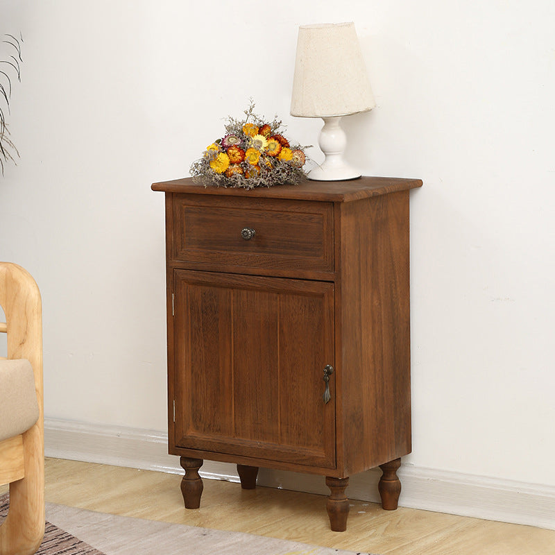 Industrial Turned Legs Accent Cabinet with Door and Drawers Storage Cabinet