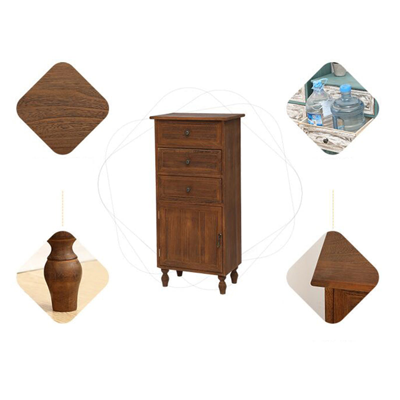 Industrial Turned Legs Accent Cabinet with Door and Drawers Storage Cabinet
