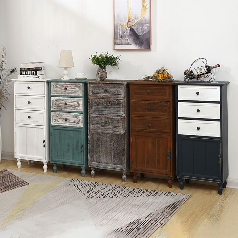 Industrial Turned Legs Accent Cabinet with Door and Drawers Storage Cabinet