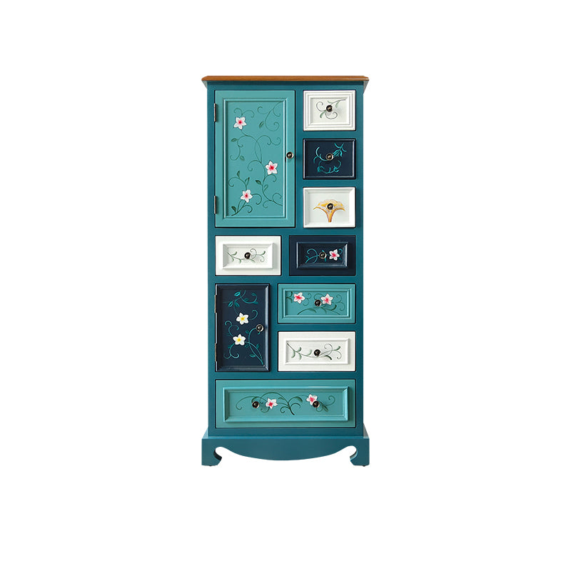 Industrial Wood Accent Chest with Drawers Colorful Accent Cabinet