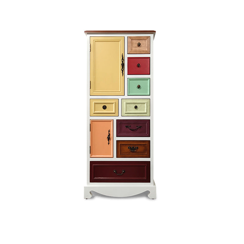 Industrial Wood Accent Chest with Drawers Colorful Accent Cabinet