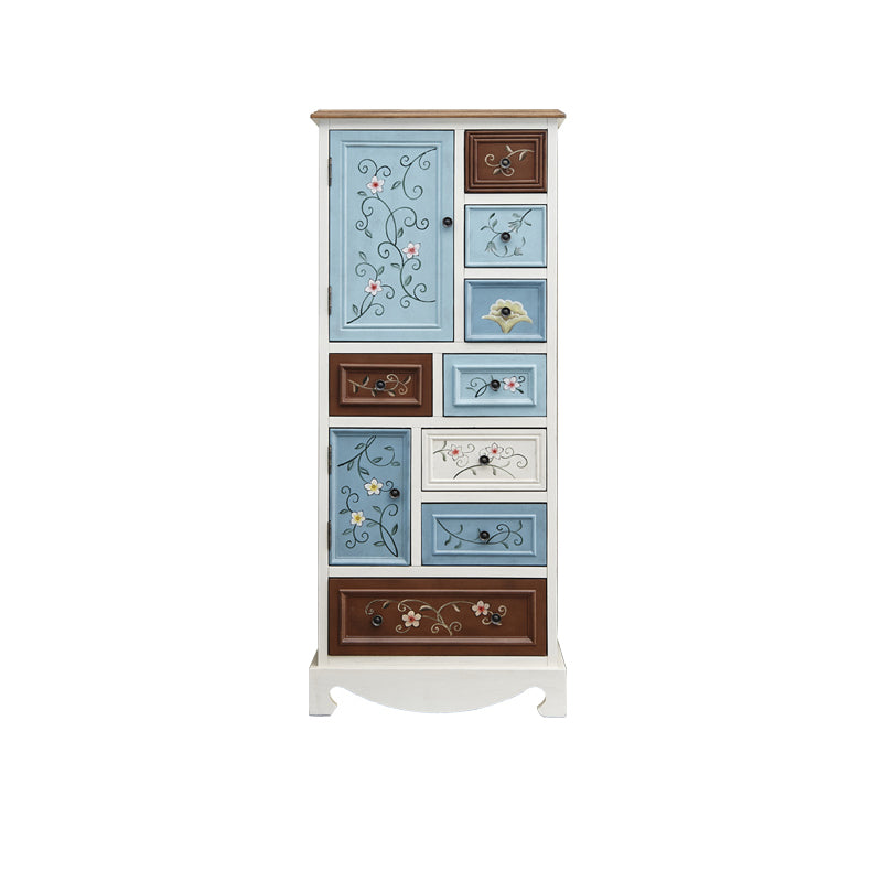 Industrial Wood Accent Chest with Drawers Colorful Accent Cabinet