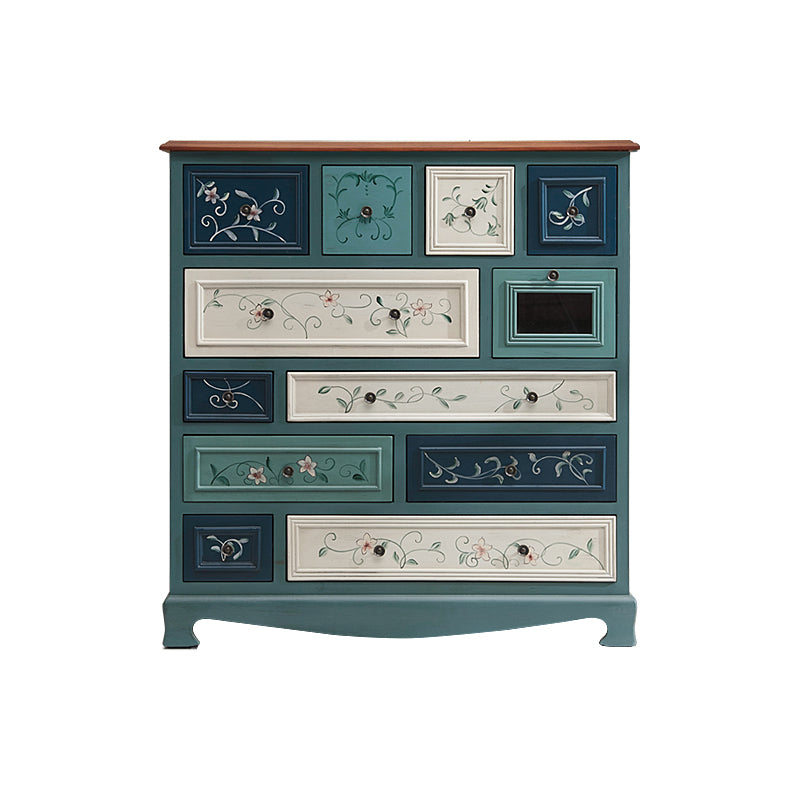 Industrial Wood Accent Chest with Drawers Colorful Accent Cabinet