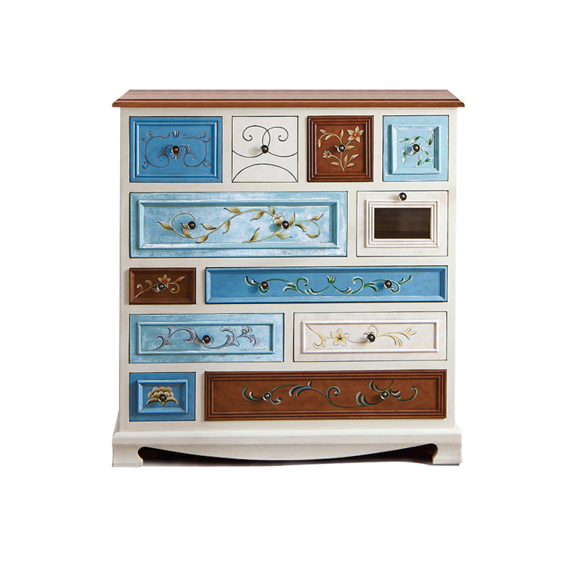 Industrial Wood Accent Chest with Drawers Colorful Accent Cabinet