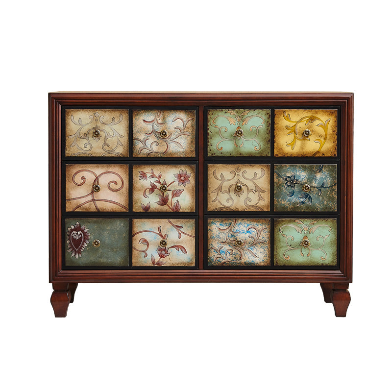 Mid-Century Modern Knobs Chest with Turned Legs Accent Chest