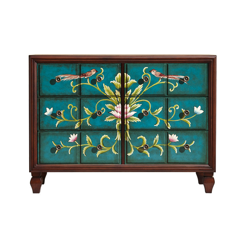 Mid-Century Modern Knobs Chest with Turned Legs Accent Chest