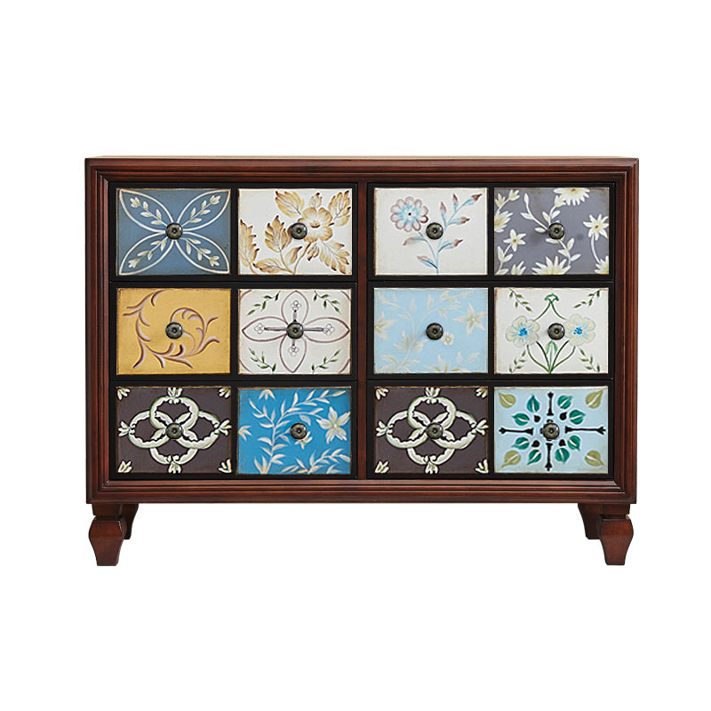 Mid-Century Modern Knobs Chest with Turned Legs Accent Chest