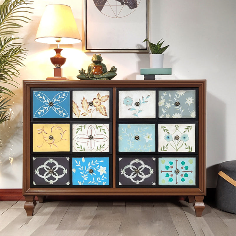 Mid-Century Modern Knobs Chest with Turned Legs Accent Chest