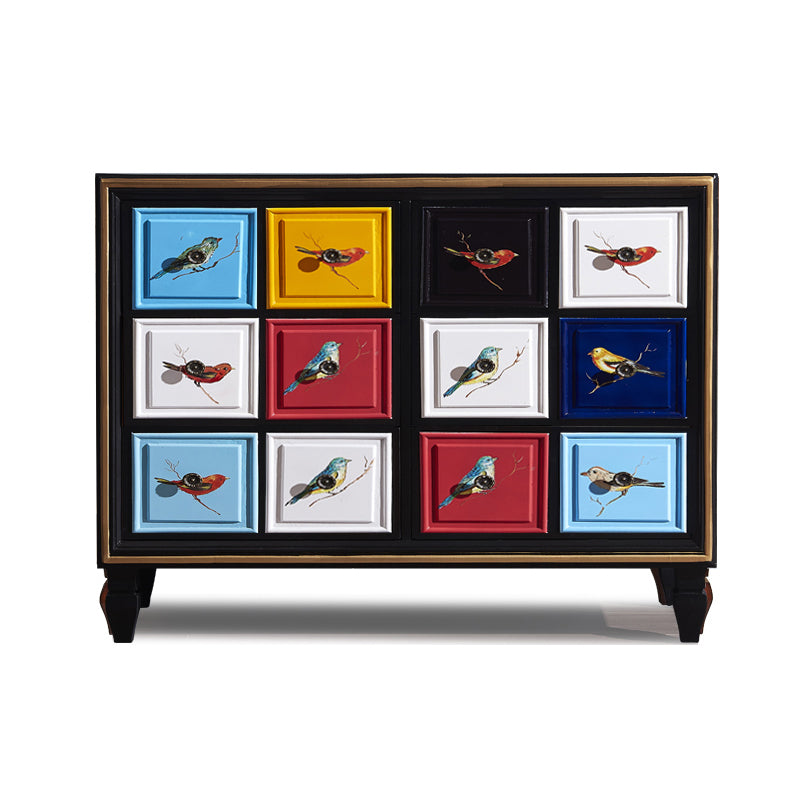 Mid-Century Modern Knobs Chest with Turned Legs Accent Chest