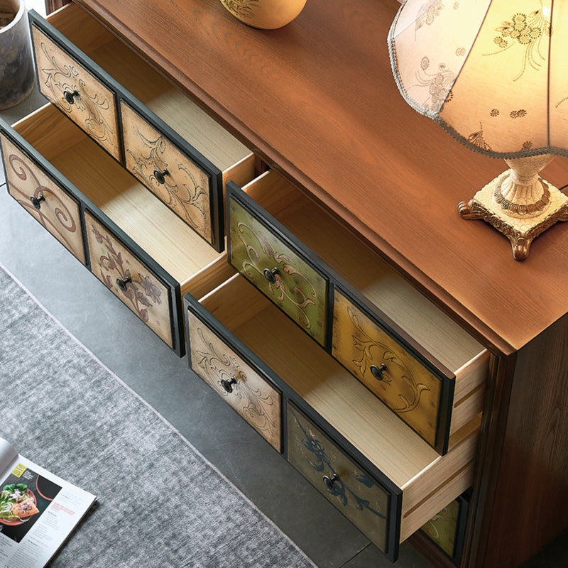 Mid-Century Modern Knobs Chest with Turned Legs Accent Chest