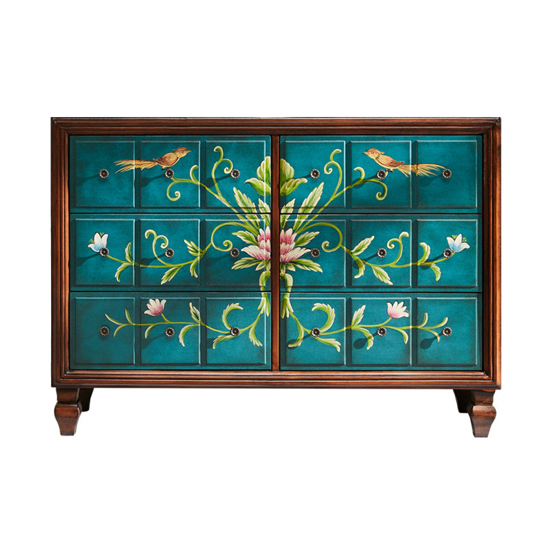 Mid-Century Modern Knobs Chest with Turned Legs Accent Chest