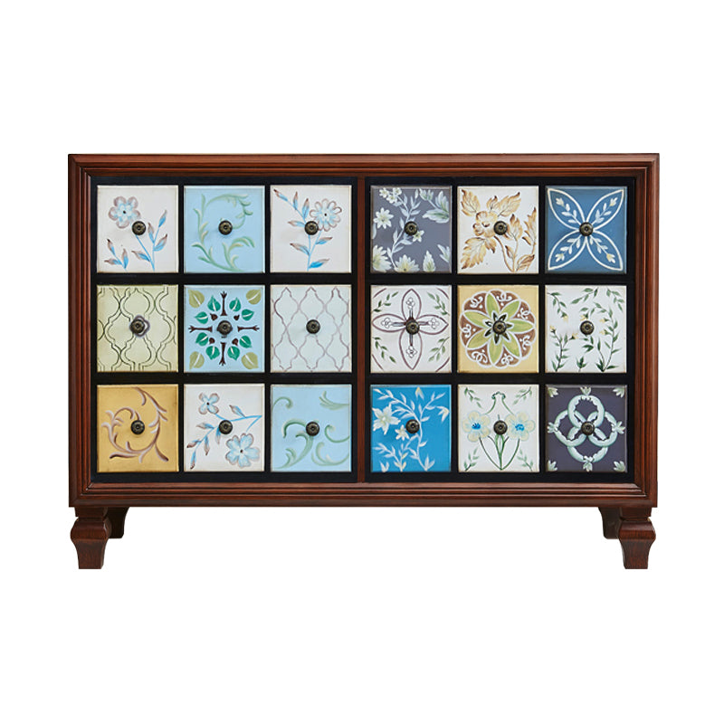 Mid-Century Modern Knobs Chest with Turned Legs Accent Chest
