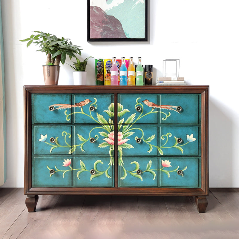 Mid-Century Modern Knobs Chest with Turned Legs Accent Chest