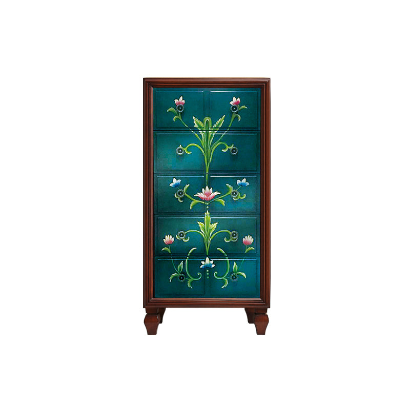 Mid-Century Modern Knobs Chest with Turned Legs Accent Chest