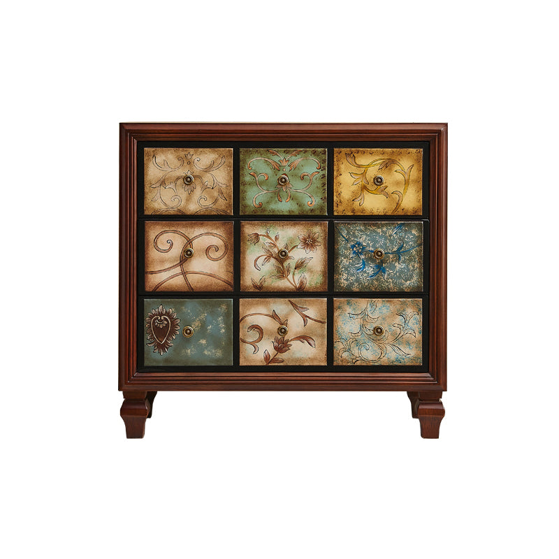 Mid-Century Modern Knobs Chest with Turned Legs Accent Chest