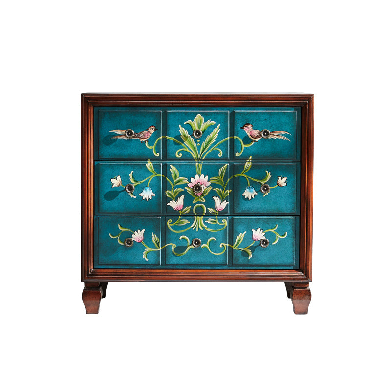 Mid-Century Modern Knobs Chest with Turned Legs Accent Chest