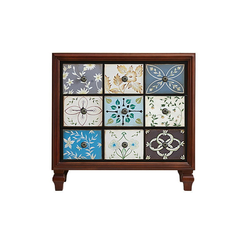 Mid-Century Modern Knobs Chest with Turned Legs Accent Chest