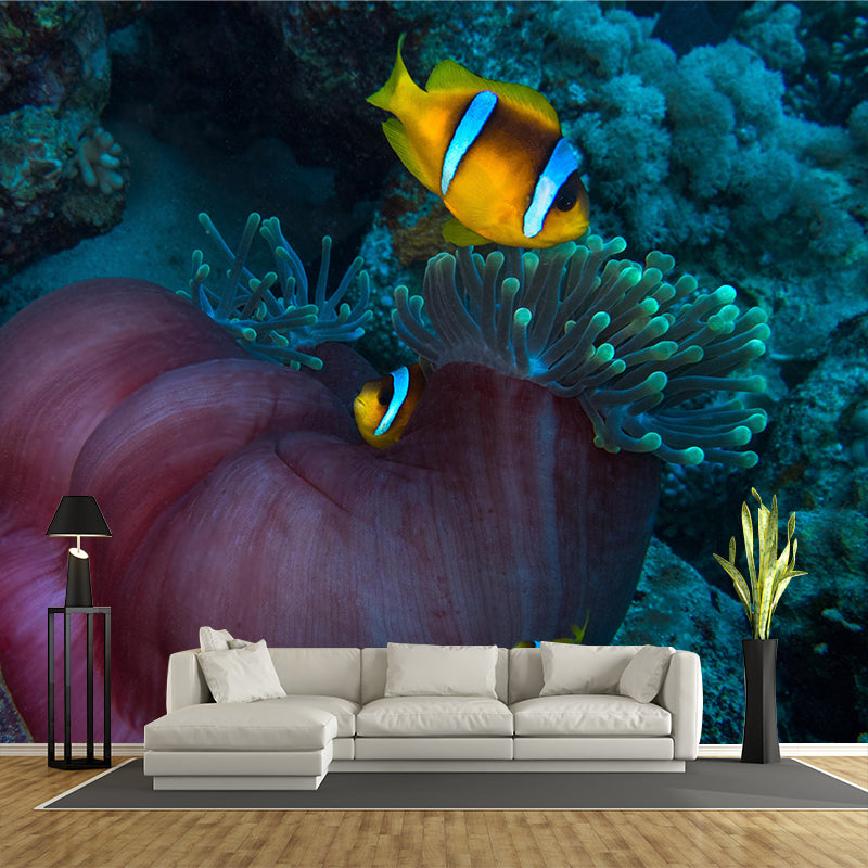 Lifelike Wall Mural Clown Fish Printed Sitting Room Wall Mural