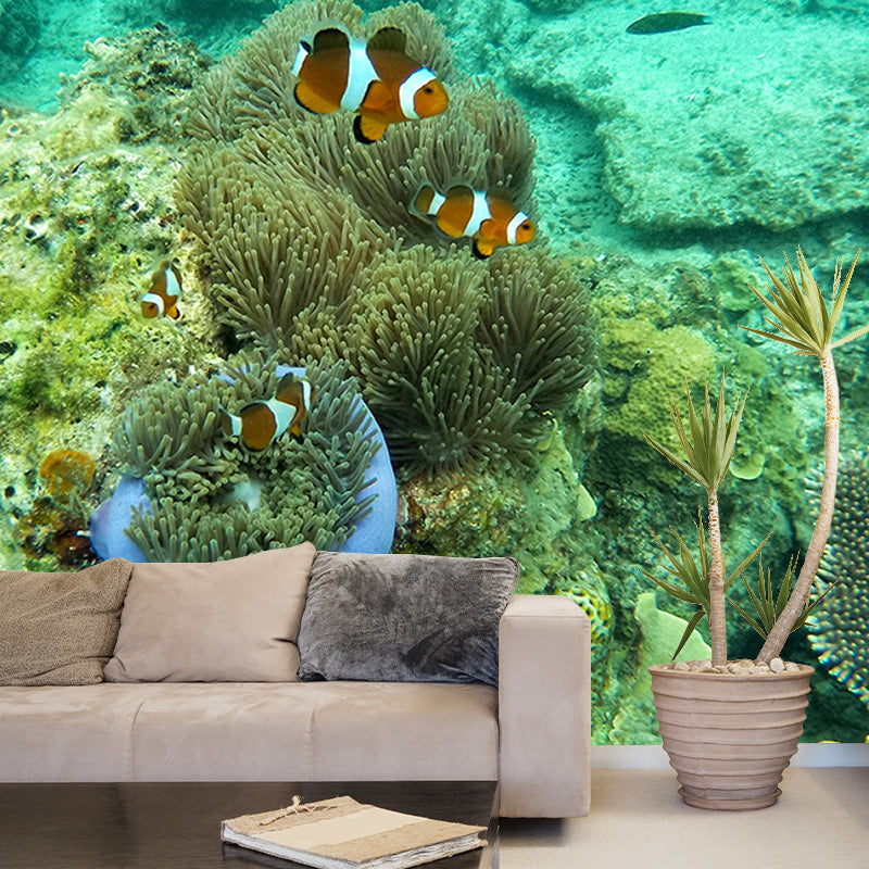 Lifelike Wall Mural Clown Fish Printed Sitting Room Wall Mural