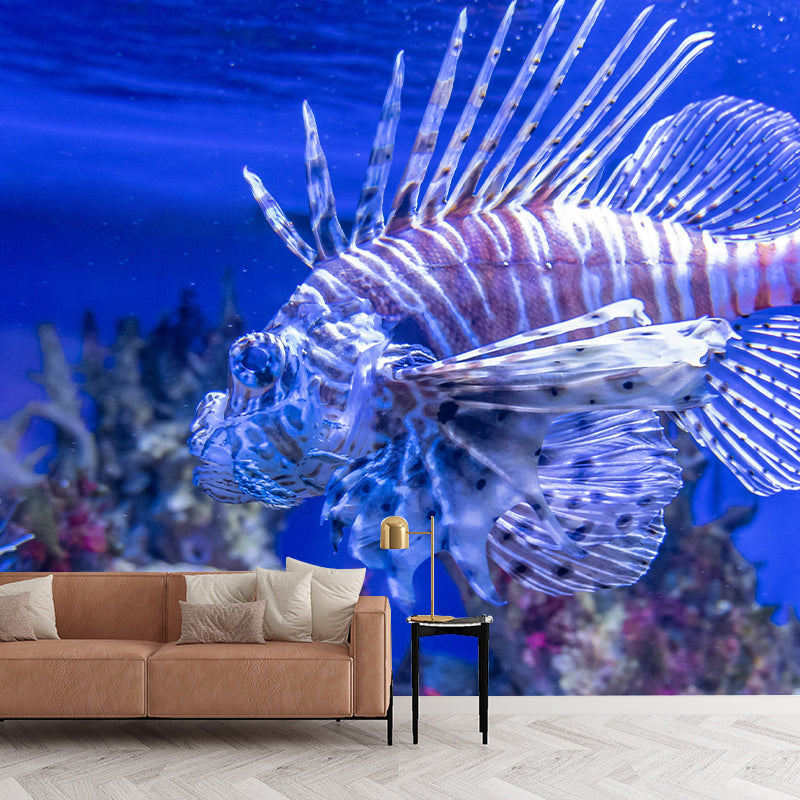 Pleasing Wall Mural Lionfish Patterned Drawing Room Wall Mural