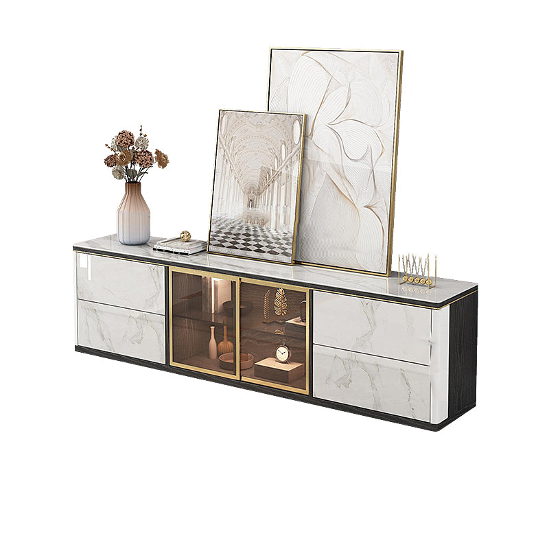 Home Enclosed Cabinet TV Stand Scandinavian TV Cabinet with Glass Door